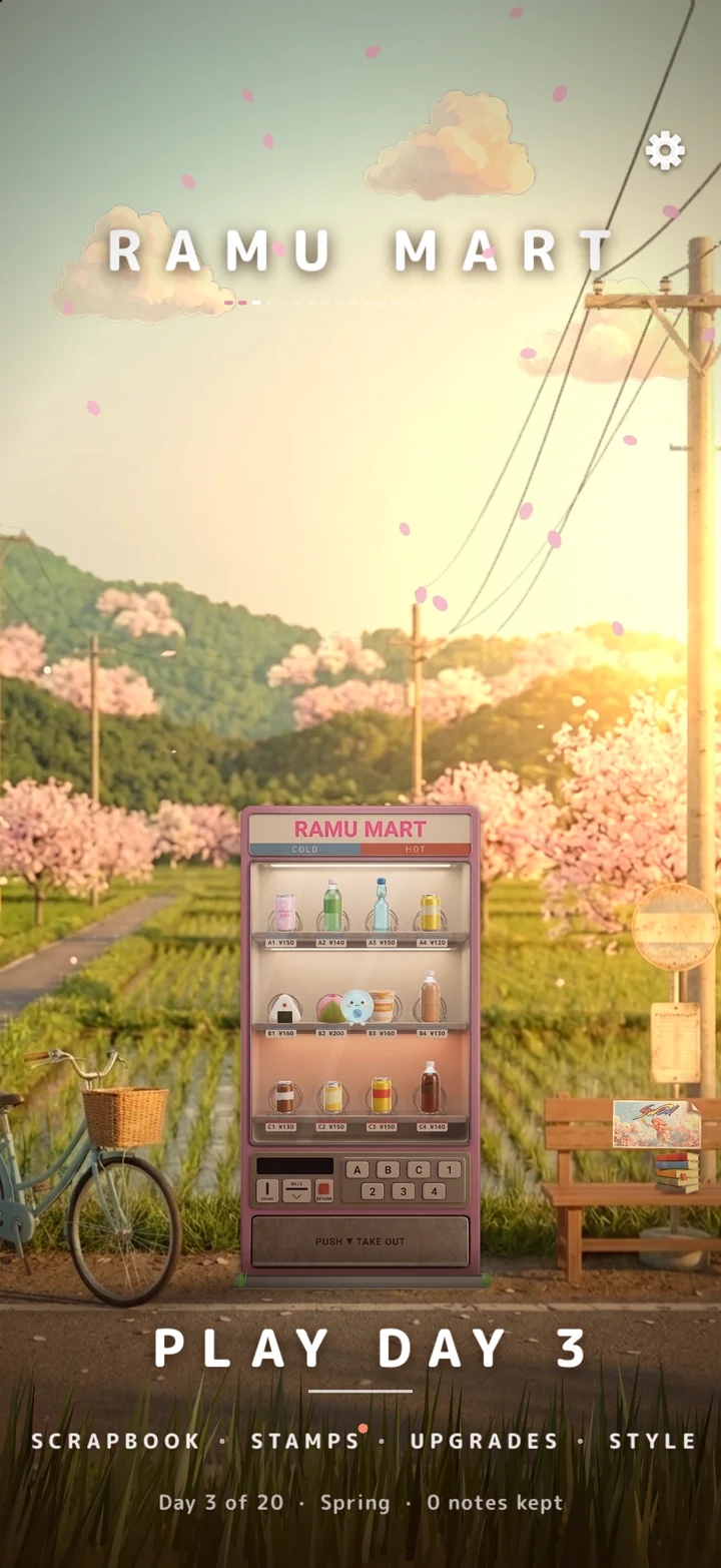 The bus stop in spring: cherry blossoms, the machine in pink