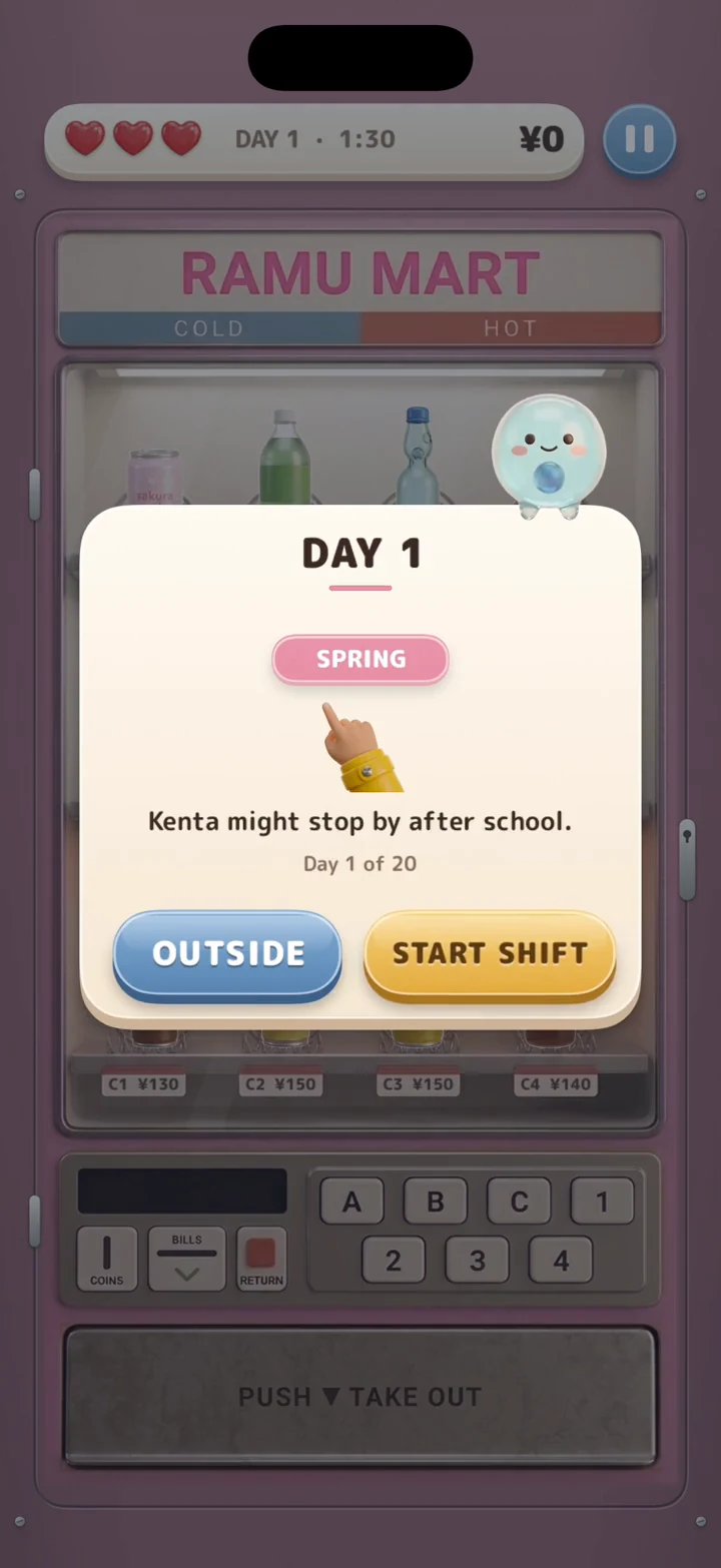 The Day 1 card: Kenta might stop by after school