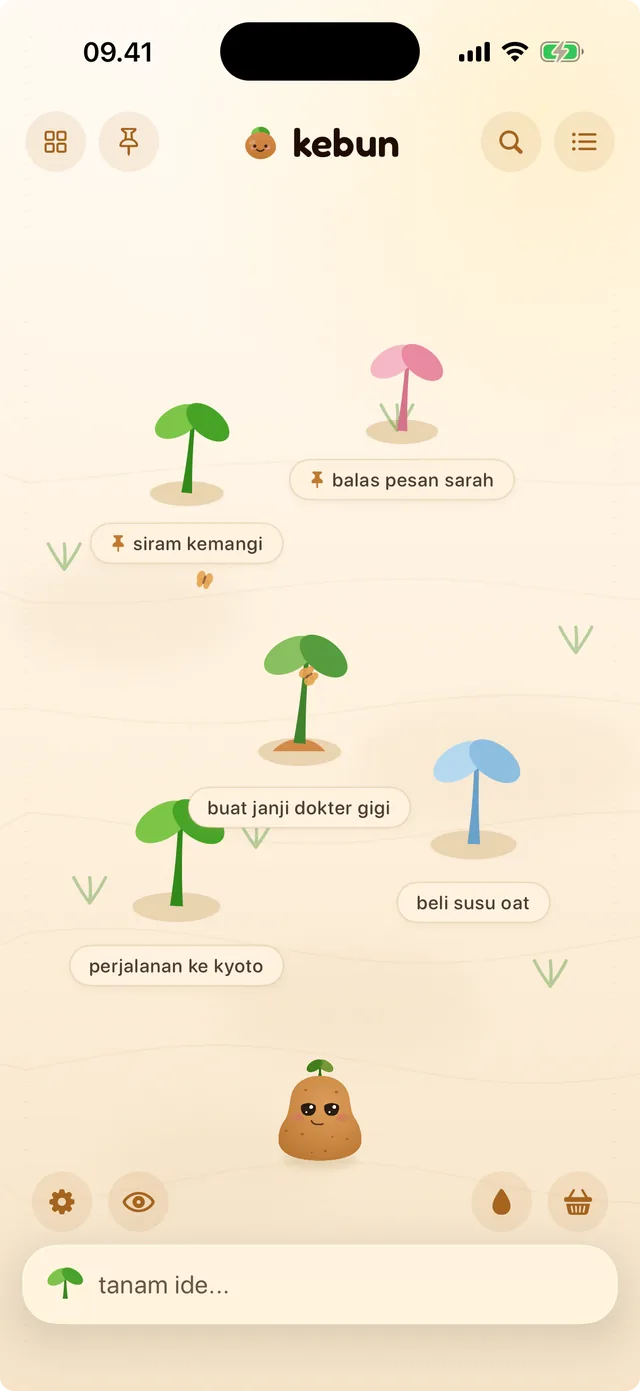 spudnote dengan tema krem klasik