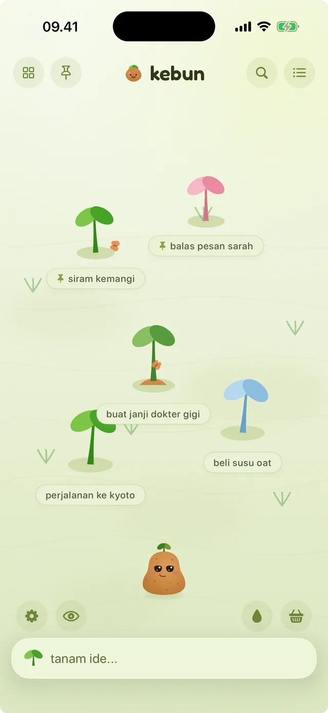 spudnote dengan tema matcha